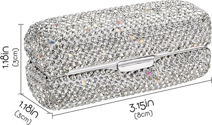 Crystal Lipstick Organizer, Lipstick Case with Mirror, Shiny Crystal Lipsticks Case for Outdoor, Party, Gathering, Home Storage