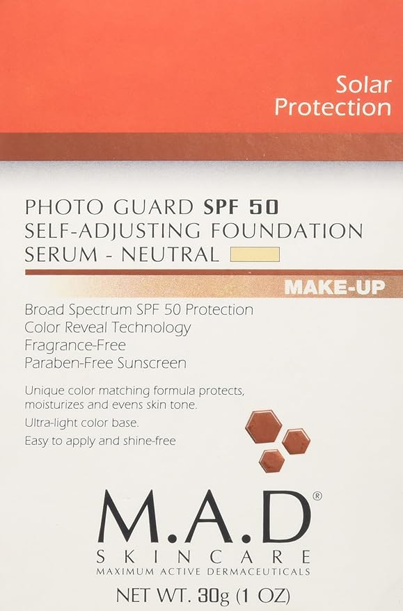 M.A.D SKINCARE SOLAR PROTECTION: Photo Guard SPF 50 Self-Adjusting Foundation Serum: Neutral - 30g