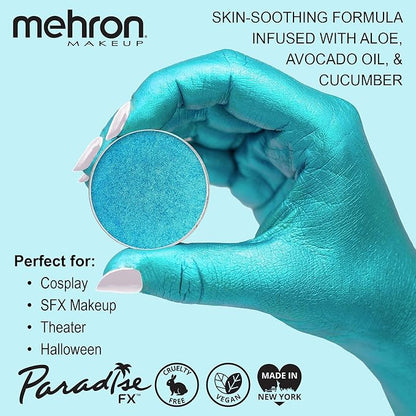 Mehron Makeup Paradise FX Makeup Refill Size | Stage & Screen Performance, Face & Body Painting, Beauty, Cosplay, Halloween | Water Activated Face Paint, Body Paint (7 ml) (Metallic Light Blue)