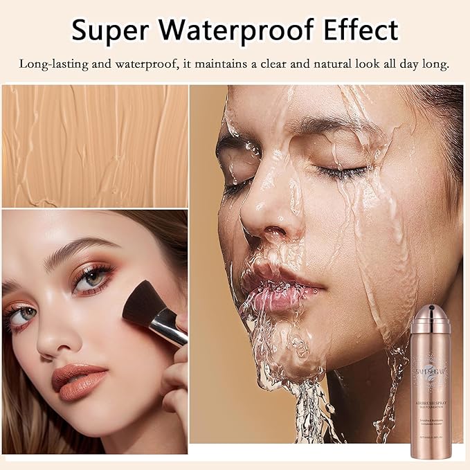 Airbrush Foundation Makeup Spray,Full Coverage Foundation for Waterproof Breathable,Natural Matte Finish,Concealer Moisturizing Foundation for Mature Skin for Smooth Radiant Finish Skin (Warm Honey)