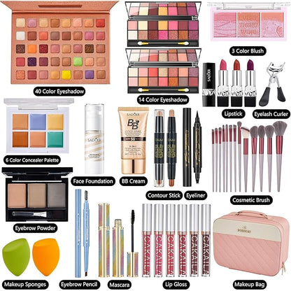 Makeup Kit for Women Full Kit, Make Up Gift Set, Makeup Bundle Includes Foundation Eyeshadow Palette BB Cream Concealer Blush Lipstick Eyeliner Mascara Cosmetic Brush Set