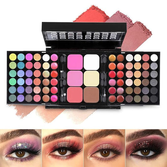 All in One Makeup Valentine's Day Gifts Kit for Women, Professional 78 Colors Combination Palette Makeup Set Include 48 Eyeshadow,18 Lip Gloss,3 Blusher,6 Concealer,3 Contour Powder,8 Brushes,1 Mirror