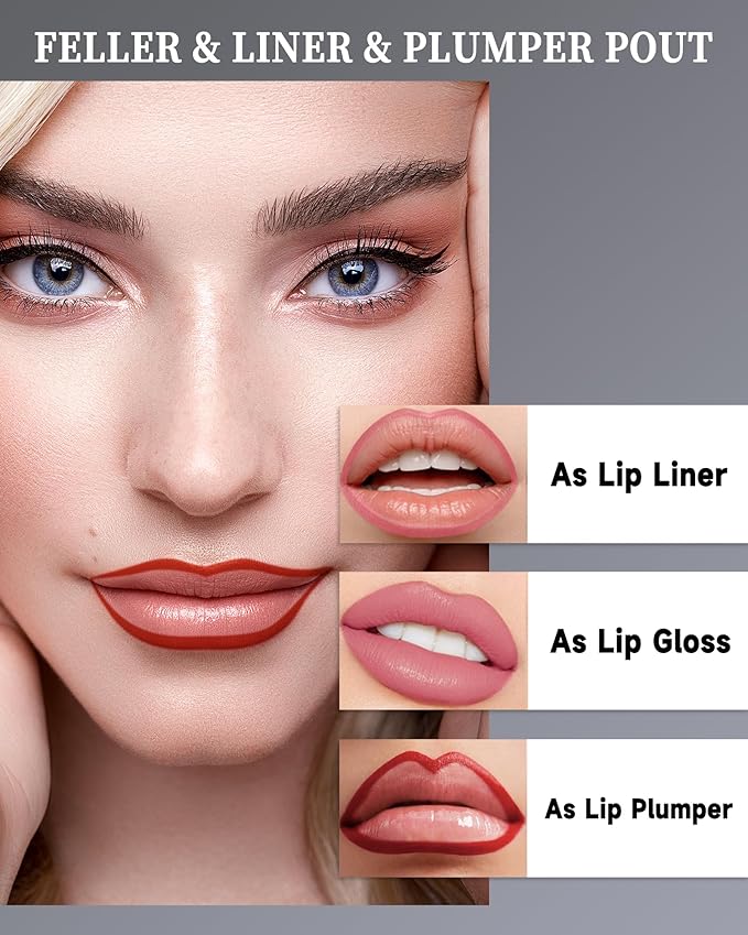 Peel Off Lip Stain Long Lasting, Lip Liner Stain Peel Off for Women Tattoo Lipstick Waterproof Lip Gloss Matte Finish Peel Off Lip Liner Lip Stain High Pigmented Transfer-Proof Lip Makeup, Mauve