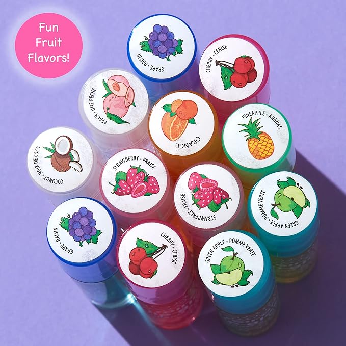 Expressions girl 24pc Roll On Lip Gloss Set with Carrying Case, Glossy Lip Make-up for Kids and Teens - Fruity Flavors, Non Toxic, Kid Friendly, Party Gift, Best Friends