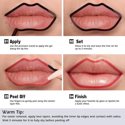 KIMUSE Peel Off Lip Liner Stain, Long Lasting Lip Tint Stain Peel Off, Waterproof, Transfer-Proof, Highly Pigmented Color Peel Off Lip Stain Liner, Matte Finish