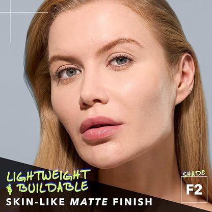 COVER FX Power Play Foundation - Shade F2 - Buildable Full Coverage - Waterproof Sweat-Proof Transfer-Proof - Natural Matte Finish - All Skin Types