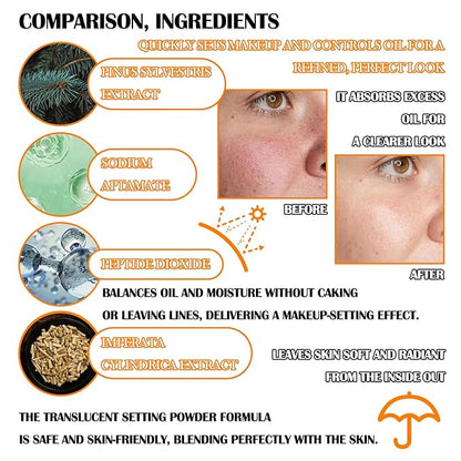 2 Pcs Sunscreen Setting Powder,SPF 50+ PA++++,Oil Control Waterproof Mineral Powder Sunscreen,Lightweight Long Lasting Matte Sunscreen Powder with Sunscreen Brush