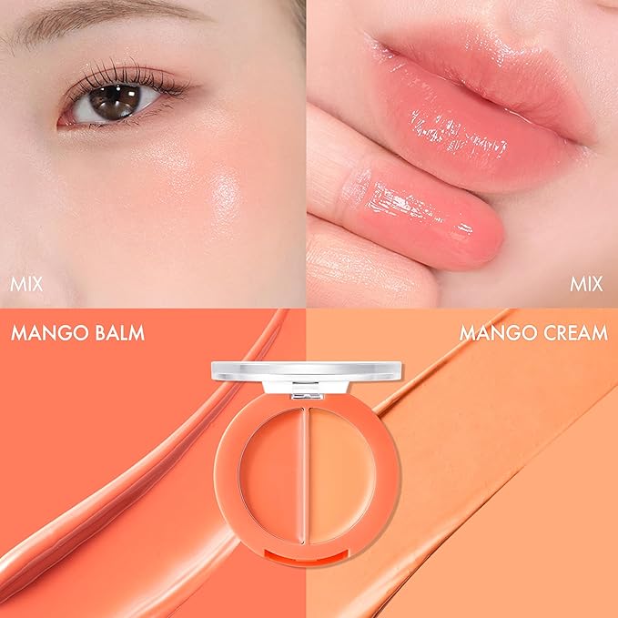 Amuse SEOUL Lips and Cheeks Healthy Balm 02 MANGO BALM | Moisturizing, Glossy, Creamy Texture, Lightweight, Dewy Finish, Natural-looking Color, K Beauty Makeup, Vegan (1.5g / 0.05 oz)