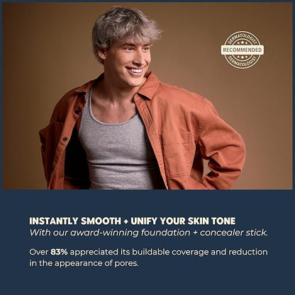 Quick Cover Stick | Lightweight Foundation + Concealer For Men's Skin | Face + Body | 17 Shades | Instantly Covers Blemishes | Natural Matte Finish | Cruelty-Free + Vegan | Portable (Walnut)