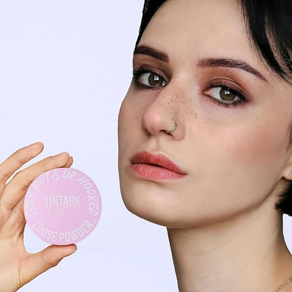 Oil Control loose setting powder Translucent, 24H Long-lasting White Blurring Powder with Puff for Oily Skin, Soft-focus Shine-Free Matte Finish Makeup Talc Free, 0.53Oz (02 White)