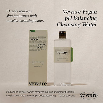 Vegan Lip & Eye Remover 8.45 fl.oz and Vegan pH Balancing Cleansing Water 16.9 fl.oz Bundle l Micellar Water, Makeup Remover, Hypoallergenic Moisturizing Cleansing