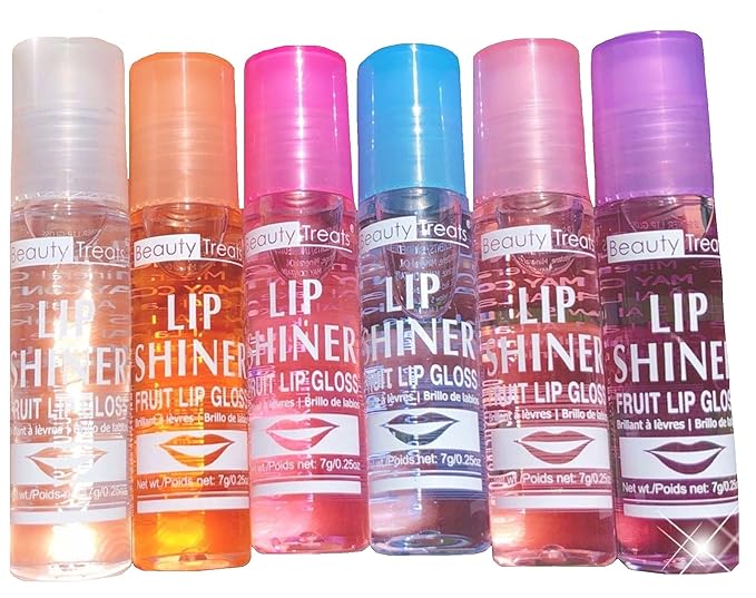 Lip Shiner Roll-On Fruit Lip Gloss By ; 6 Piece Assortment Set, 0.25Oz / 7G Each