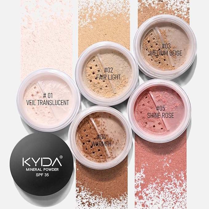 KYDA Mineral Powder Bronzer, SPF 35, Loose Mineral Bronzer, Lightweight Face Contour Powder, Buildable Coverage for Natural Glow Bronzer Makeup, Blendable Formula, Warmth
