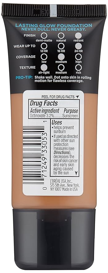 L'Oréal Paris Infallible Pro-Glow Foundation, Creme Cafe, 1 fl. oz.