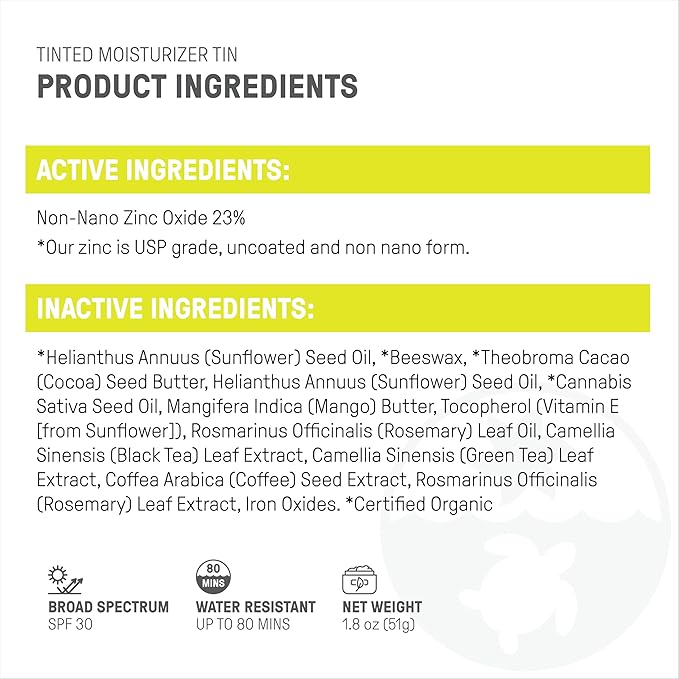 Raw Element Ultra-Moisturizing Tinted Face Cream, Non Toxic Mineral Face Sunscreen, Daily Tinted Moisturizer, Non-Nano Zinc Oxide, Reef Friendly, All Ages, SPF 30, 1.8 oz, Bronze, Pack of 2