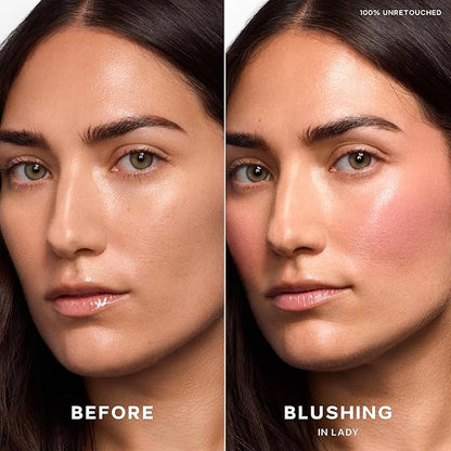 Saie Dew Liquid Blush for Cheeks - Hydrating Cream Blush Stick with a Blendable + Buildable Formula - Skincare Infused Dewy Cheek Tint for a Natural Flush - Glowy Makeup Essential - Lady (.40 oz)