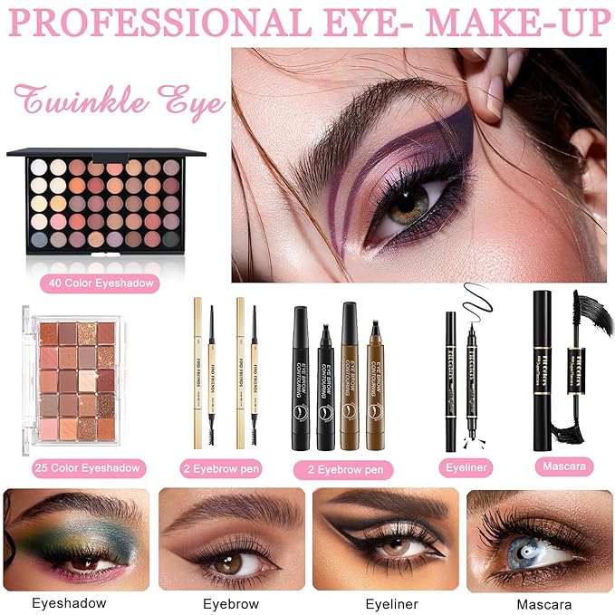 Makeup Kit for Women Full Kit, Makeup Set, Makeup Sets for Women Girls Teens, maquillaje para mujer, Make Up Set Includes Foundation 40 Color Eyeshadow Lipgloss etc Cosmetic Makeup Kit for Girls