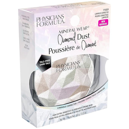 Physicians Formula Mineral Wear Diamond Dust, Radiant Soft-Focus Finish, Talc-Free Powder & Serum Hybrid with Diamond Dust & Vitamin E, Cruelty-Free & Vegan-Luminous Corrector