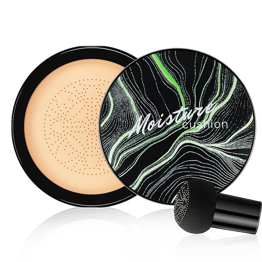 Air Cushion CC Cream Mushroom Head - Waterproof & Moisturizing BB Cream Foundation Create Natural & Long-Lasting Face Makeup for All Skin Types (Buff Beige)