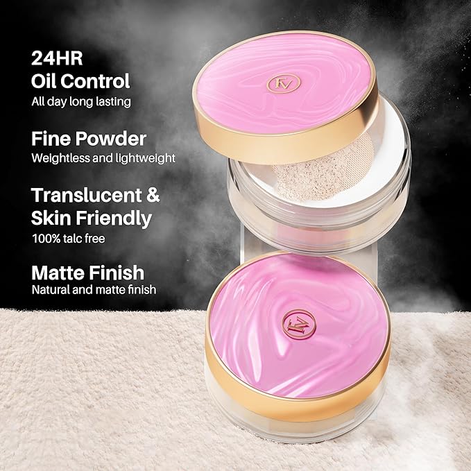 FV Matte Liquid Foundation and Translucent Loose Powder, Waterproof Formula for Oily to Normal Skin Types