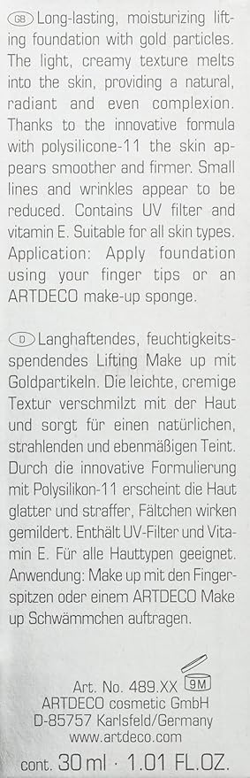 ARTDECO High Performance Lifting Foundation - reflecting vanilla N°15 - reduces wrinkles for firmer skin & soft matte finish - vegan makeup - Liquid foundation with hyaluron - 1.05 Fl Oz