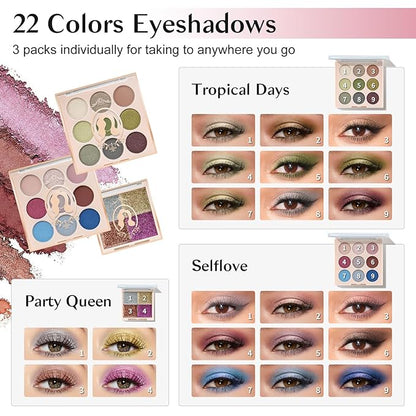 Color Nymph Girls Makeup Kits For Teens, Beginners Makeup Kit All In One Makeup Set For Teenager Full Kit Girls Make Up Kit With Train Case 18 color eyeshadow 4 color glitter & lipgloss - Pink