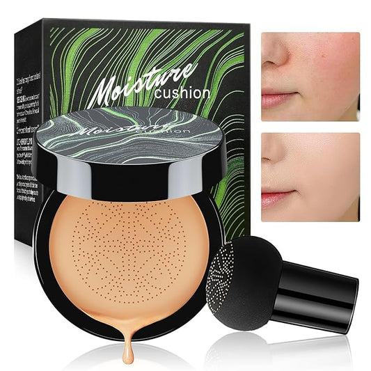 Mushroom Head Air Cushion CC Cream - BB Cream Face Makeup Foundation, Moisturizing Concealer Brighten Long-Lasting, Even Skin Tone for All Skin Types (Medium Deep, 1 PCS)