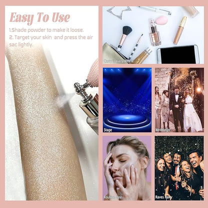 Boko Highlighter Powder Spray, Cosmetic Body Shimmer Spray High Gloss Diamond Highlight Glitter Powder Makeup Sparkle Glitter Hairspray Christmas Rave Accessories for Women Face Paint Hair Clothes