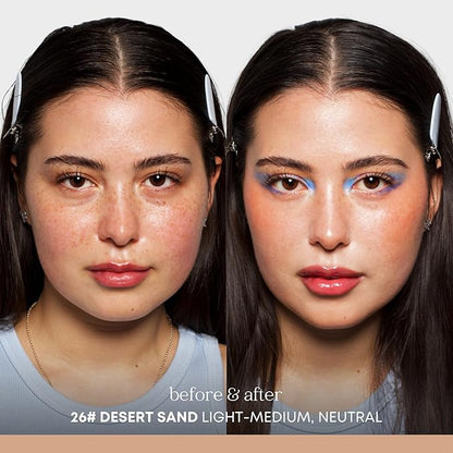 Natural Glow Foundation - Light to Medium Coverage Cushion Foundation with Hyaluronic Acid & Tea Tree Extract - Vegan, Cruelty-Free Cream - K Beauty - 15g/0.52oz - Desert Sand