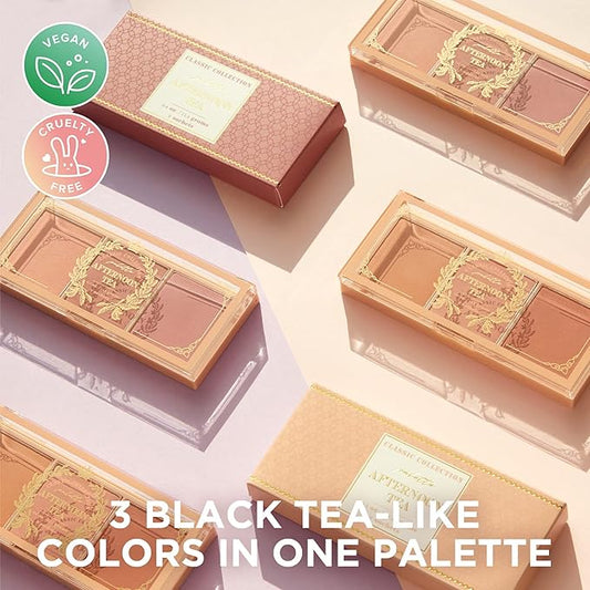 I'M MEME Blusher Palette - Afternoon Tea_Fruit FLavor | Soft Pink, Peach, Lavender, 3 Shades Palette, Matte Powder, Face & Cheeks, For All Skin Tones, Powdery Finish, Lightweight Formula, 0.4 Oz