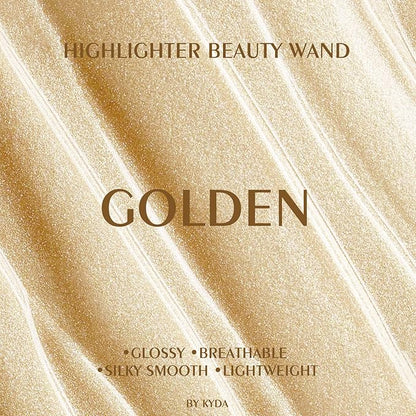 KYDA Highlighter Beauty Wand, Face Illuminator with Cushion Applicator, Natural Glossy Finish, Silky Smooth Cream, Face Highlighter Bronzer Makeup, Lightweight Blendable-Golden