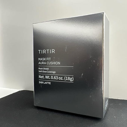 TIRTIR Mask Fit Aura Silver Cushion Foundation | Semi-glow Finish, Natural Coverage, Moisturizing, Lightweight, Korean cushion foundation (#24N Latte, Full Size, 0.63 Fl Oz)