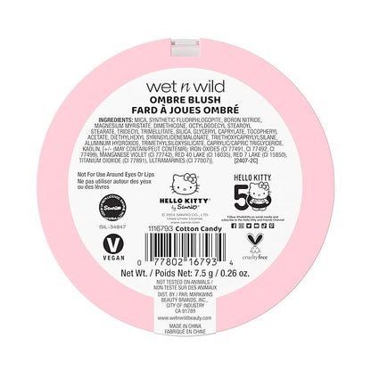 wet n wild Hello Kitty Ombre Blush, Buildable, Blendable Customizable Color, New Gradient Formula, Cruelty-Free & Vegan - Cotton Candy