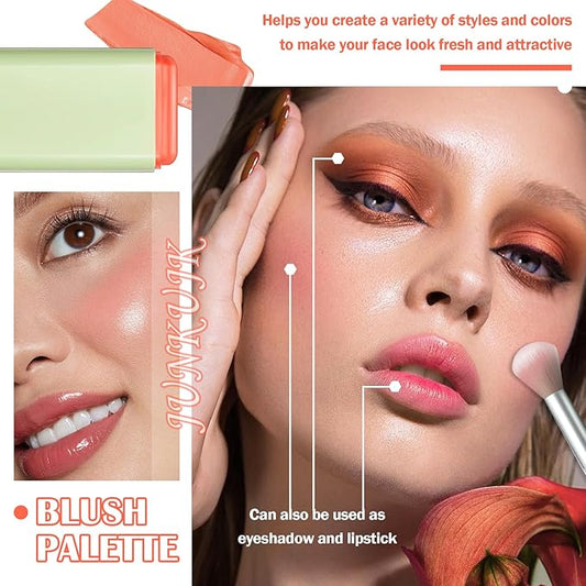 Blush Stick,Shimmer Silky Matte Blush,Professional Cute Face Contour Highlighter Blush Stick with Blush 02