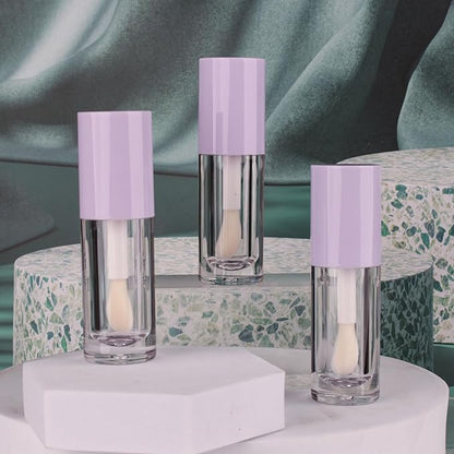 COSIDEA 14pcs Empty 6ml big doe foot wand Chunky lip gloss tubes for DIY lipgloss,Pink round lipgloss containers tubes with thick wand (Purple)