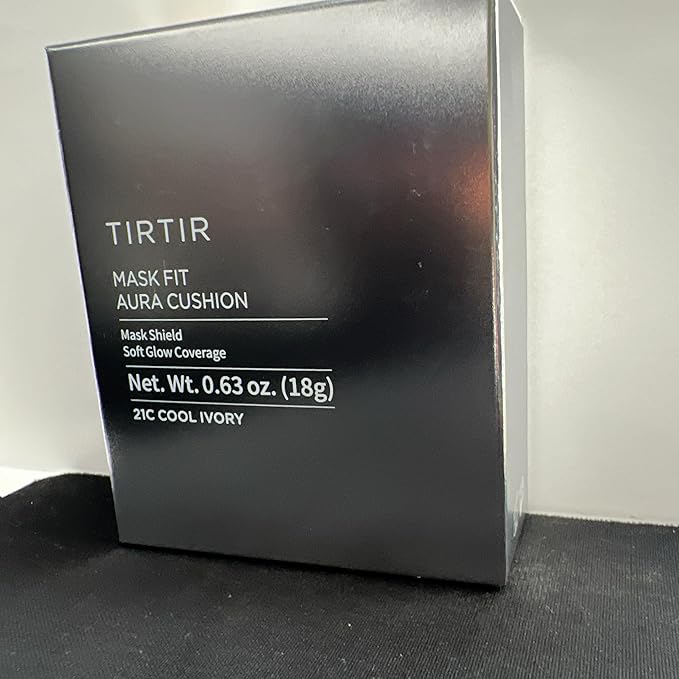 TIRTIR Mask Fit Aura Silver Cushion Foundation | Semi-glow Finish, Natural Coverage, Moisturizing, Lightweight, Korean cushion foundation (#21C Cool Ivory, Full Size, 0.63 Fl Oz)