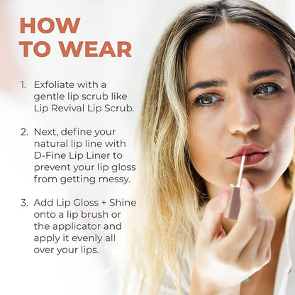 Beauty For Real Lip Gloss + Shine, Plumping High Shine Hydrating Gloss, Turned On, Sheer Lip Bite Nude, Light + Mirror, Cruelty Free, 0.15 fl oz