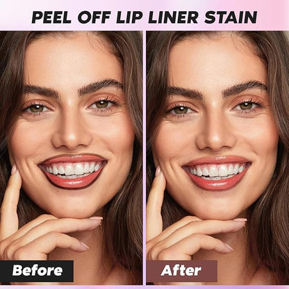 Lip Stain Peel Off, Brown Lip Liner Stain Peel Off Tattoo Matte Lip-tint, Long Lasting, Waterproof, Transfer-proof, Moisturizing, Easy to Use, Highly Pigmented Color for All Skin Types (#04)