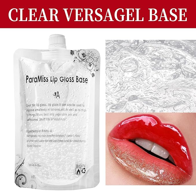 Lip Gloss Base 10 Ounce (350 ML) Clear Lip Gloss Non-Stick Moisturizing Versagel lip gloss base DIY Handmade Lip Gloss Lip Balms Lip Plumper Making Organic Lip Gloss Supplies (A)