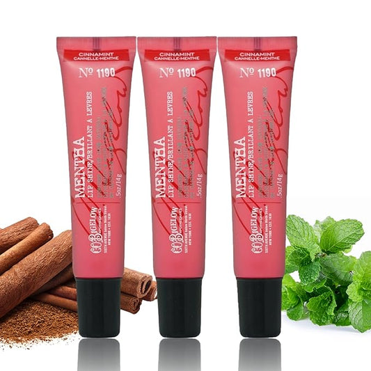 C.O. Bigelow Cinnamint Mentha Lip Shine Balm Trio, Lip Gloss & Balm Tubes, 3 Pack, 0.5 oz / 14g each