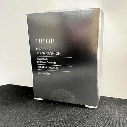 [*Mini Size*] TIRTIR Aura Glow Silver Cushion | Korean Cushion Foundation, (#21N Ivory, 0.15 Fl Oz)