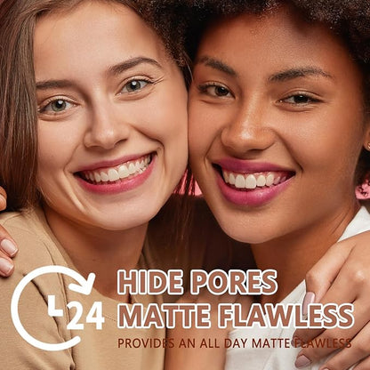 Oil Control Face Pressed Powder,Matte Flawless Long Lasting Setting Powder Makeup,Lightweight Waterproof Cruelty Free Compact Powders Foundation,0.35 oz(DARK COMPLEXION)