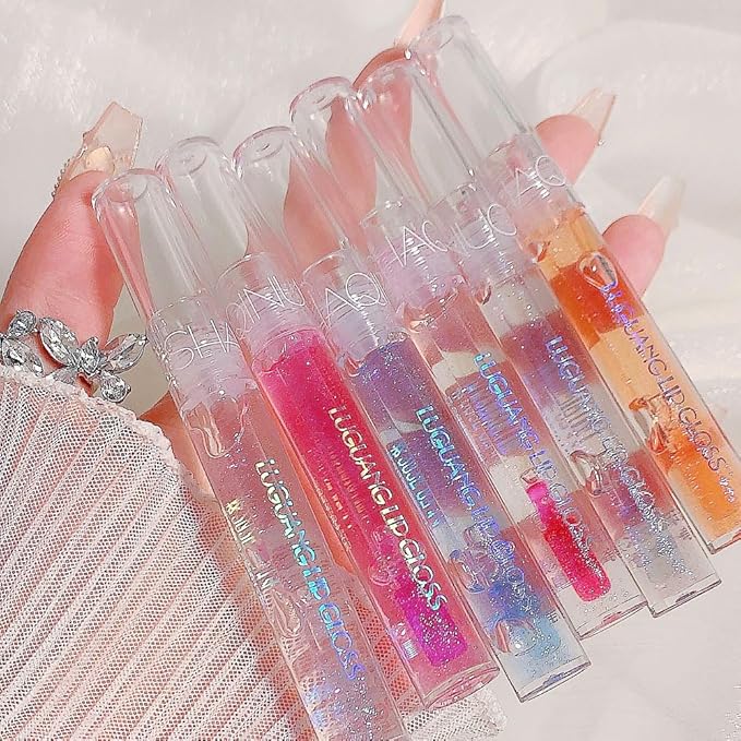 2Pcs Plumping Lip Gloss, Lustrous Dewy Finish Moisturizing Shimmer Color Changing Lip Stain Tinted Lip Balm Long Lasting Nourishing Reduce Lips Lines Plumping Serum Lip Oil Care