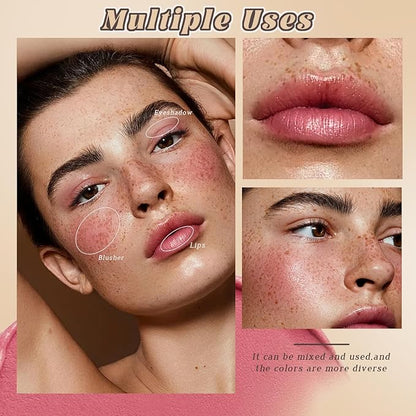 Freckle Pen Blush Stick Sunkissed Makeup Set, Natural Waterproof Fake Freckle Pen Long Lasting Quick Dry Soft Liquid Freckle Marker,Buildable Lightweight Solid Cream Blush for Cheeks