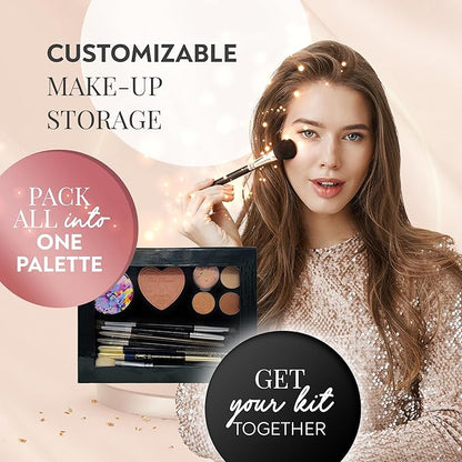 Extra Large Deep Black Empty Magnetic Makeup Palette with Clear Window