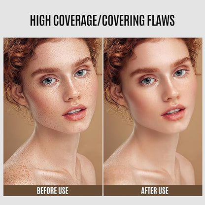 LAMUSELAND Full Coverage Foundation Makeup, Matte Liquid Waterproof Long-lasting Oil-free Foundation Stick Concealer for All Skin (04, M)