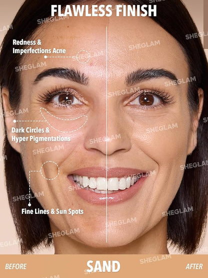 SHEGLAM Skin Magnet High Coverage Foundation Stick Longwear Medium Face Makeup for All Skin Types-Sand