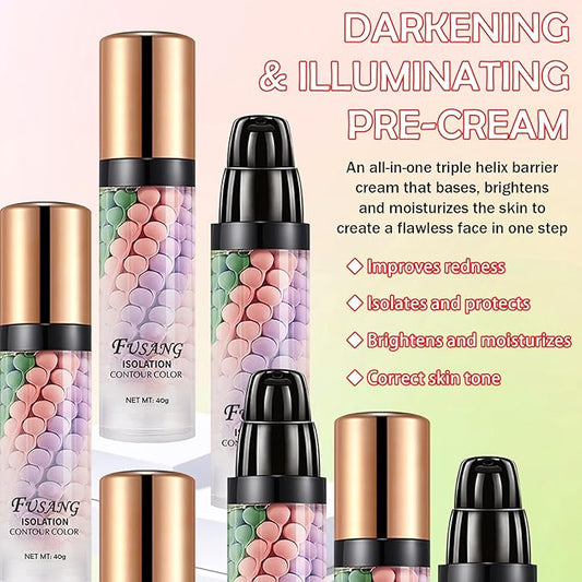 One Step Color Corrector Isolation Cream,Tri-Color Moisturizing Concealer Makeup Primer,Tinted Moisturizer Long Lasting Color Correcting Facial Serum Foundation for Flawless Makeup