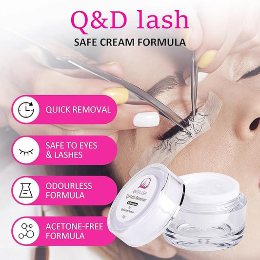 Q&D LASH Eyelash Extension Remover Cream Professional Eyelashes Extensions Adhesive Remover Cream Low Irritation for Sensitive Skin No Irritation No Odor Smell