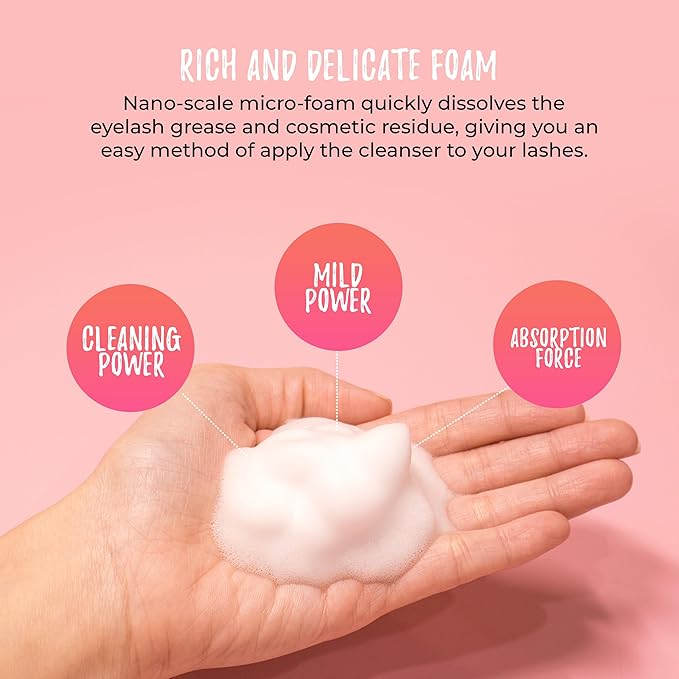LLBA 60ML Eyelash Extension Cleanser - Lash Shampoo for Lash Extensions, Lash Bath for Dry & Sensitive Skin, Removes All Make-Up Including Waterproof Make-Up (Lash Shampoo (60ML))